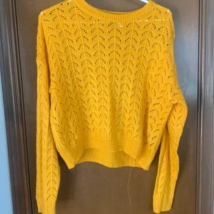 Mustard Crocheted Style Sweater